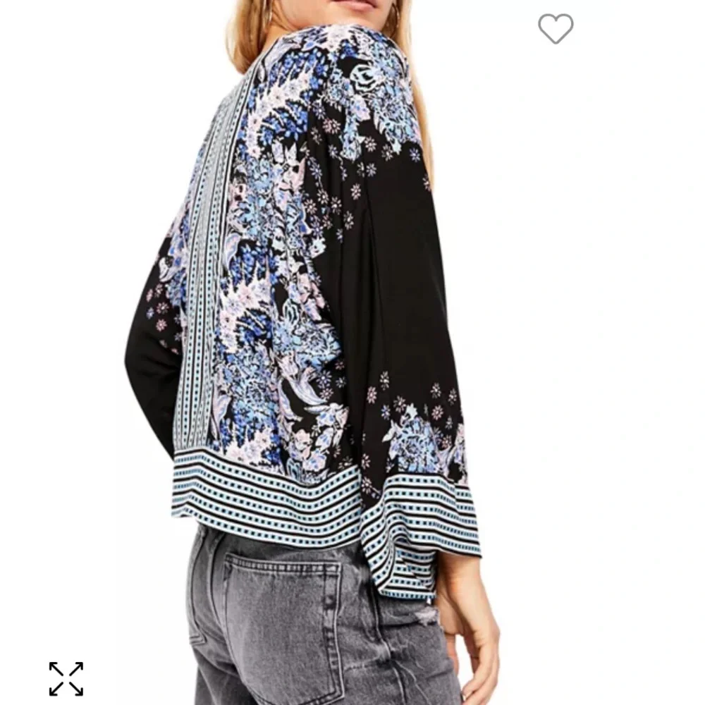 Free People Mixed Print Top in Black Combo, Size M - Picture 8 of 17